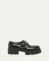 Givenchy Voyou Monk Crystal-embellished Leather Platform Loafers In Black