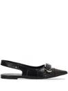 Givenchy Women Voyou Leather Slingback Flats In Black