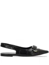 Givenchy Leather Slingback Ballets Crocodile Effect In Black
