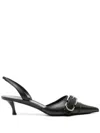 Givenchy Voyou Buckled Textured-leather Slingback Pumps In Black