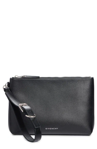 Givenchy Voyou Leather Zip Pouch In Black