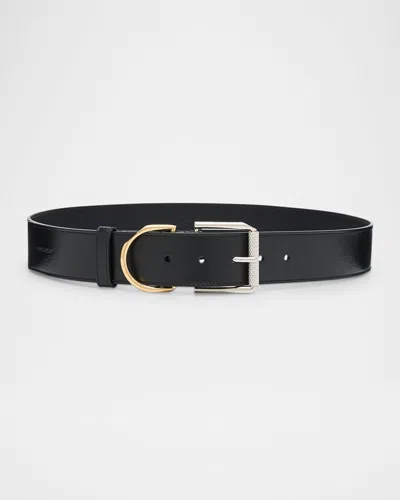 Givenchy Voyou Logo Leather Belt In 001 Black