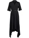 Givenchy Hemline Asymétrique Ceinturée Col V Manches Courtes In Black