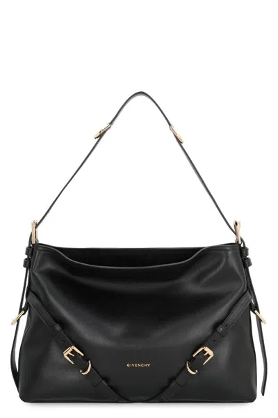 Givenchy Voyou Media Leather Shoulder Bag In Black