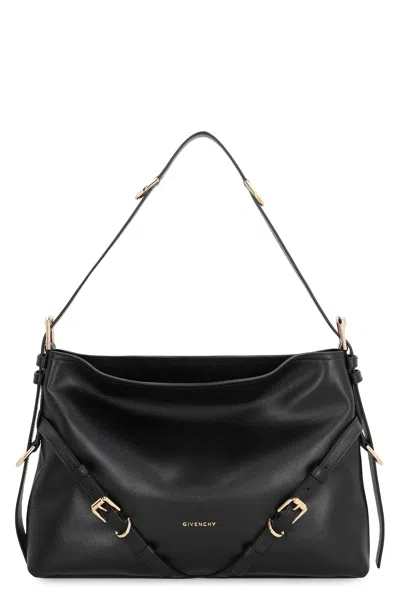 Givenchy Voyou Media Leather Shoulder Bag In Black