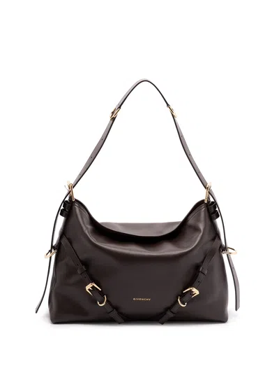 Givenchy Medium Voyou Calfskin Shoulder Bag With Buckle Fastening In Brown