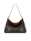 Givenchy Medium Voyou Calfskin Shoulder Bag With Buckle Fastening In Brown