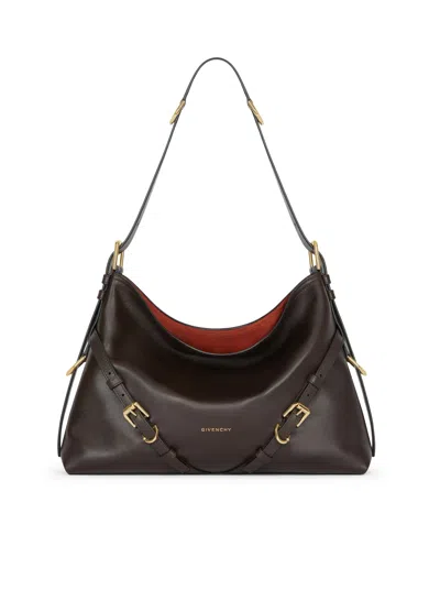 Givenchy Voyou Medium Bag In Glossy Leather In Brown