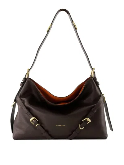 Givenchy Voyou Medium Bag In Glossy Leather In Brown