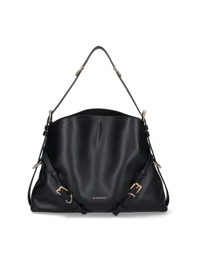 Givenchy Voyou Medium Bag In Glossy Leather In Black