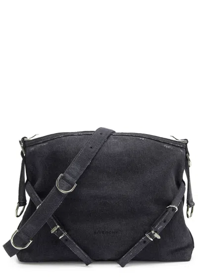Givenchy Voyou Medium Denim Shoulder Bag In Black