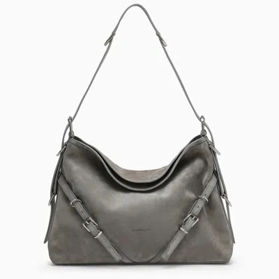 Givenchy Voyou Medium Suede Leather Shoulder Bag In Grey