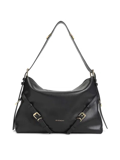 Givenchy Medium Voyou Buckle Shoulder Bag In Tumbled Leather In Black