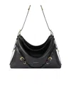 Givenchy Voyou Medium Leather Shoulder Bag In Black