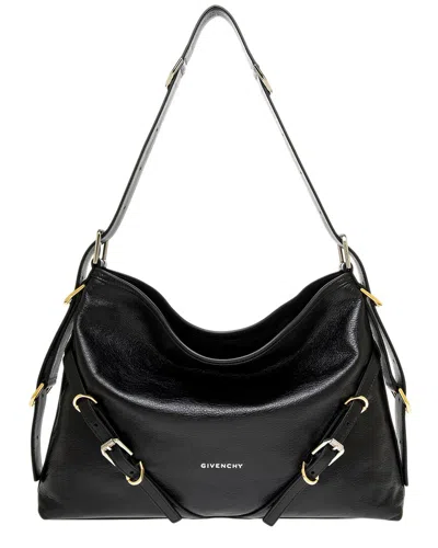 Givenchy Voyou Medium Leather Hobo Bag In Black