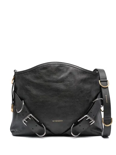 Givenchy Voyou Medium Leather Houlder Handbag In Black