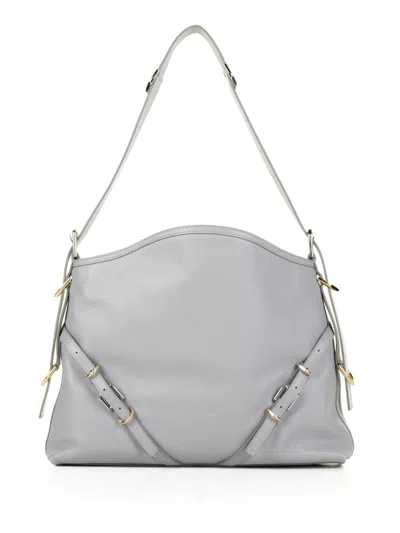 Givenchy Voyou Medium Leather Shopper In Light Grey