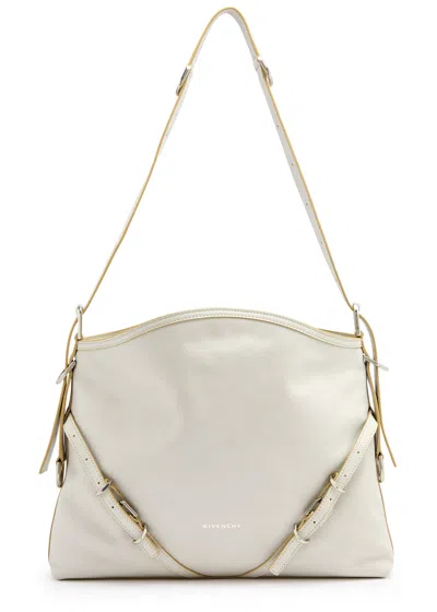 Givenchy Voyou Medium Leather Shoulder Bag In Ivory