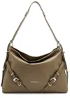Givenchy Voyou Medium Shoulder Bag In Tumbled Leather In Taupe