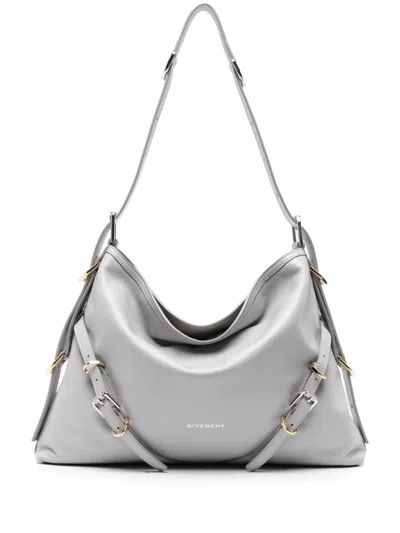Givenchy Voyou Medium Leather Shoulder Handbag In Gray