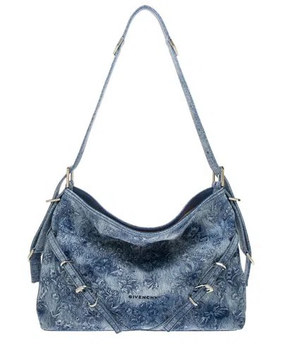 Givenchy Voyou Medium Leather-trim Shoulder Bag In Blue