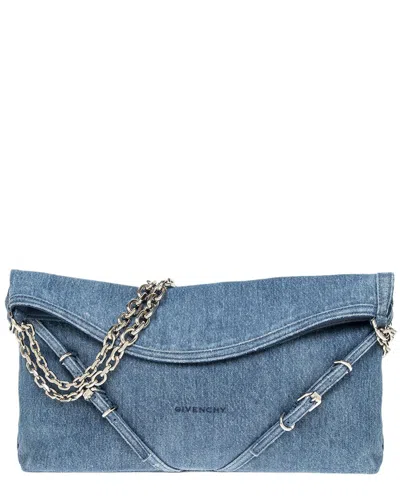 Givenchy Voyou Medium Leather-trim Shoulder Bag In Blue