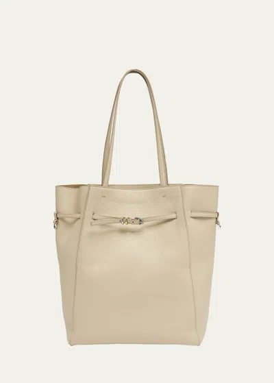 Givenchy Voyou Medium North-south Tote Bag In Tumbled Leather In Natural Beige
