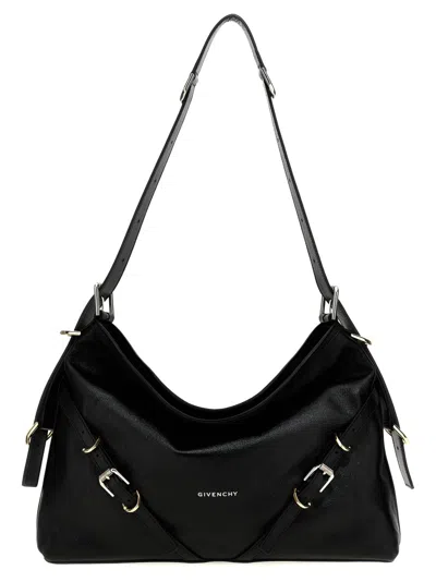 Givenchy Voyou Medium Leather Shoulder Bag In Black