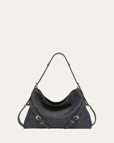 Givenchy Voyou Medium Shoulder Bag In Denim In Blue