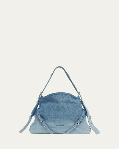 Givenchy Voyou Medium Shoulder Bag In Faded Denim
