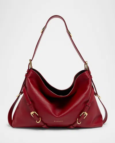 Givenchy Voyou Medium Shoulder Bag In Shiny Leather In Red