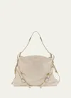 Givenchy Medium Voyou Buckle Shoulder Bag In Tumbled Leather In Ivory