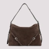 Givenchy Womens Ebony Brown Silver Voyou Medium Suede Shoulder Bag In Brown