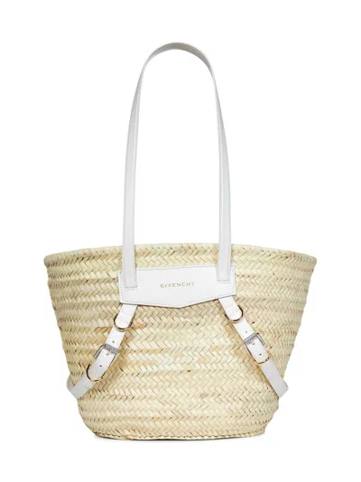 Givenchy Voyou Medium Rafia Basket Bag In White