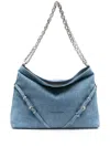 GIVENCHY CLEAR BLUE COTTON DENIM EMBROIDERED CROSSBODY BAG FOR WOMEN