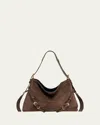 Givenchy Womens Ebony Brown Silver Voyou Medium Suede Shoulder Bag In Brown
