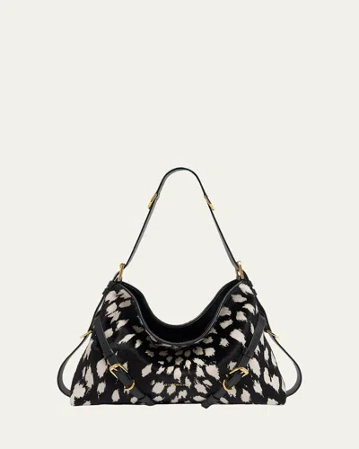 Givenchy Voyou Medium Snow Leopard-print Calf Hair Shoulder Bag In Multi