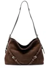 Givenchy Womens Ebony Brown Silver Voyou Medium Suede Shoulder Bag In Brown