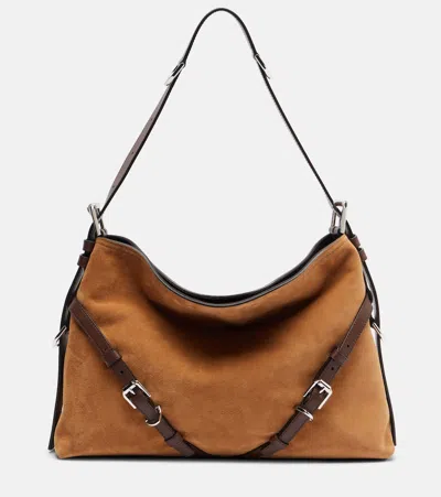 Givenchy Medium Voyou Bag In Suede And Leather In Brown