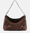 Givenchy Womens Ebony Brown Silver Voyou Medium Suede Shoulder Bag In Brown