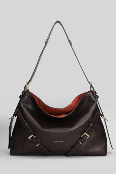 Givenchy Medium Voyou Calfskin Shoulder Bag With Buckle Fastening In Brown