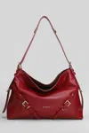Givenchy Voyou Medium Grained Leather Shoulder Bag In Burgundy