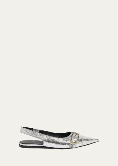 Givenchy Voyou Metallic Buckle Slingback Ballerina Flats