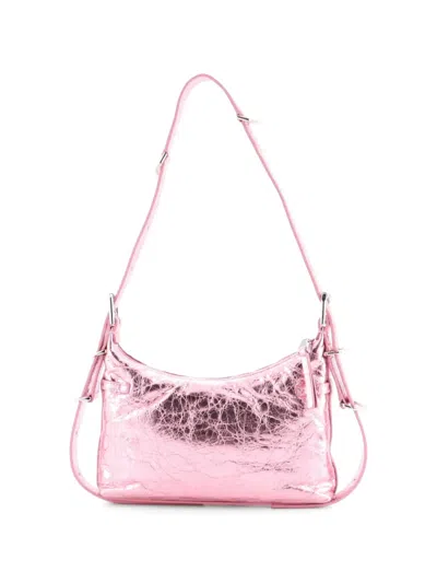 Pre-owned Givenchy Voyou Metallic Leather Mini Shoulder Bag In Pink