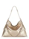 Givenchy Medium Voyou Metallic Leather Hobo Bag In Gold
