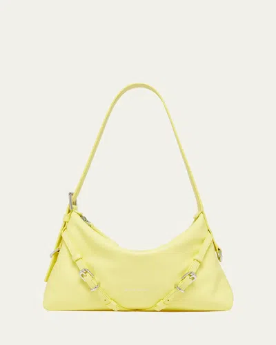 Givenchy Voyou Mini Curved Leather Shoulder Bag In Yellow