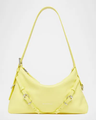 Givenchy Voyou Mini Curved Leather Shoulder Bag In Yellow