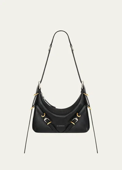 Givenchy Voyou Mini Shoulder Bag In Tumbled Leather In Black