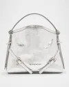 Givenchy Voyou Nano Top-handle Bag In Metallic Leather In Light Silvery