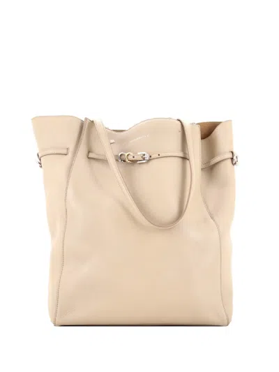 Pre-owned Givenchy Voyou North South Leather Medium Tote Bag In Neutral
